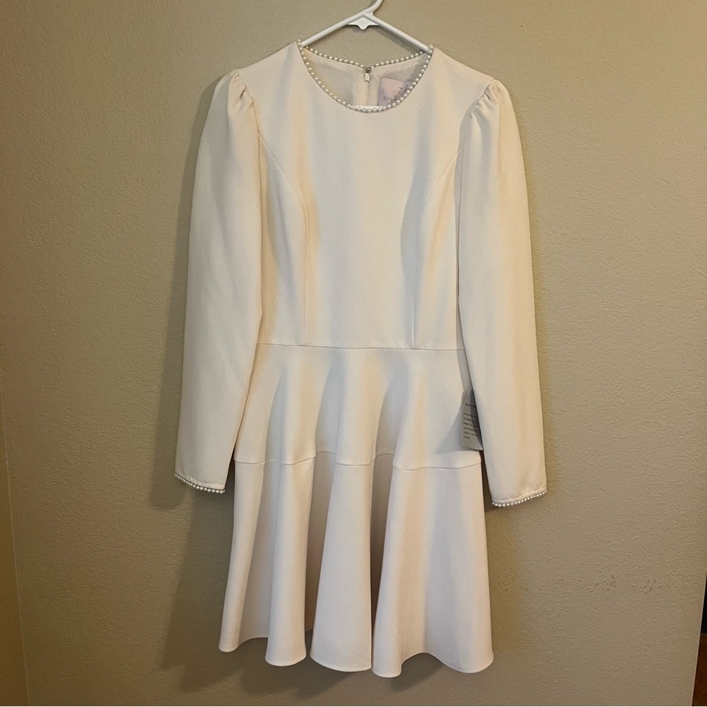 Gal Meets Glam Cream Celeste Dress with Pearls Size 6